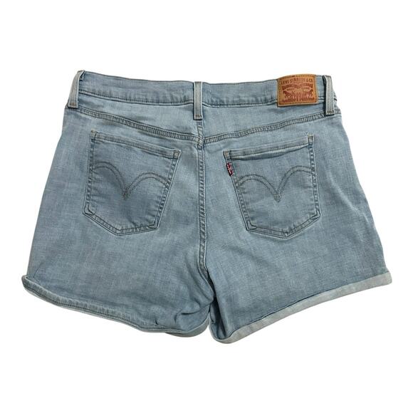 Levi’s Jeans Women’s Size 32 Blue Light Mid Length Stretch Shorts Mid Rise Denim - Picture 2 of 10